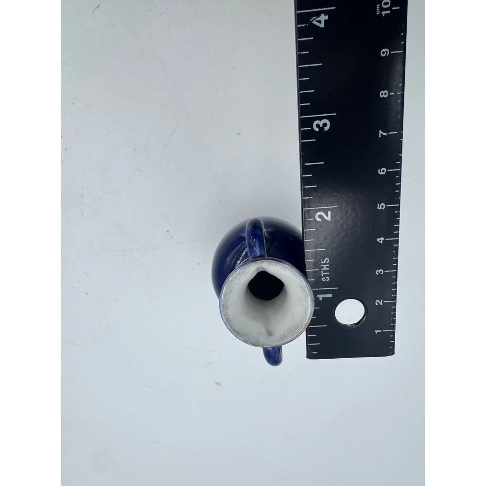 Vintage Cobalt Blue Miniature Bud Vase Classical Scene Gold Gilt Trim 4in